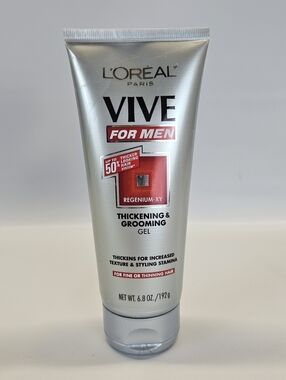 USED L'Oreal Vive For Men Thickening Grooming Gel  6.8 oz.  Regenium XY Disc.